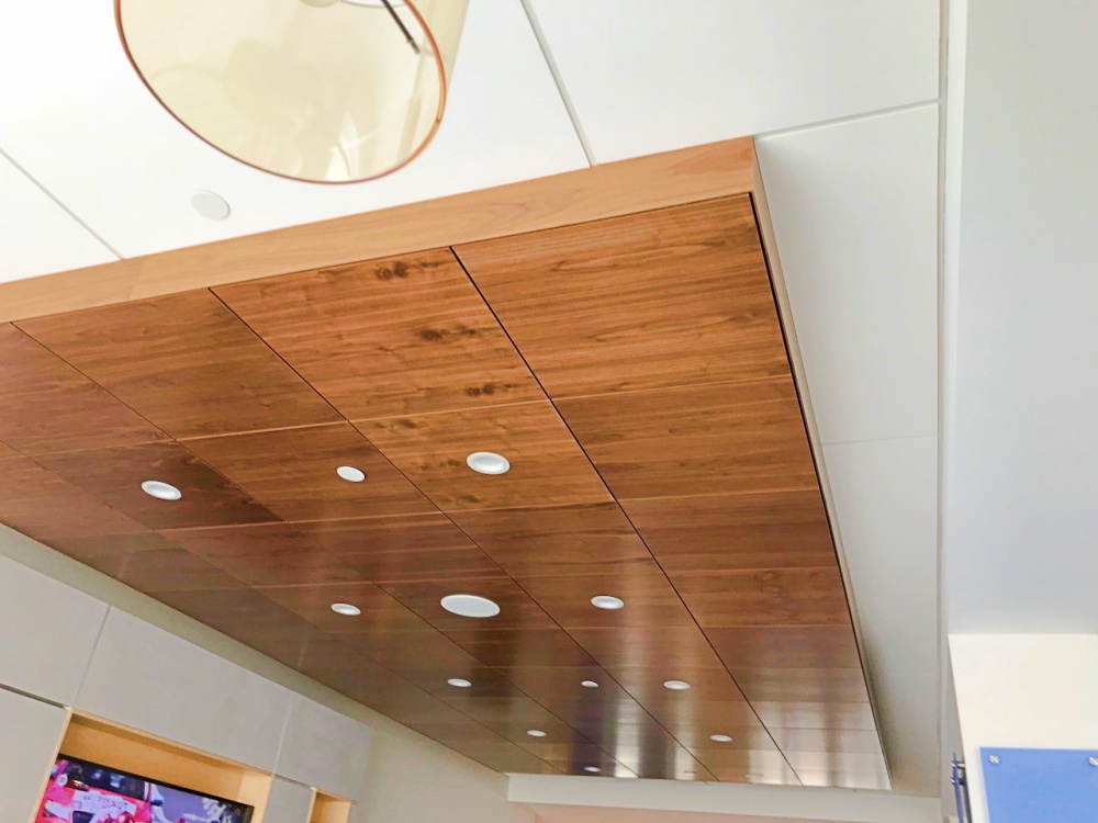Armstrong Infusions Shapes Wood Ceiling Panels Install In Kelowna