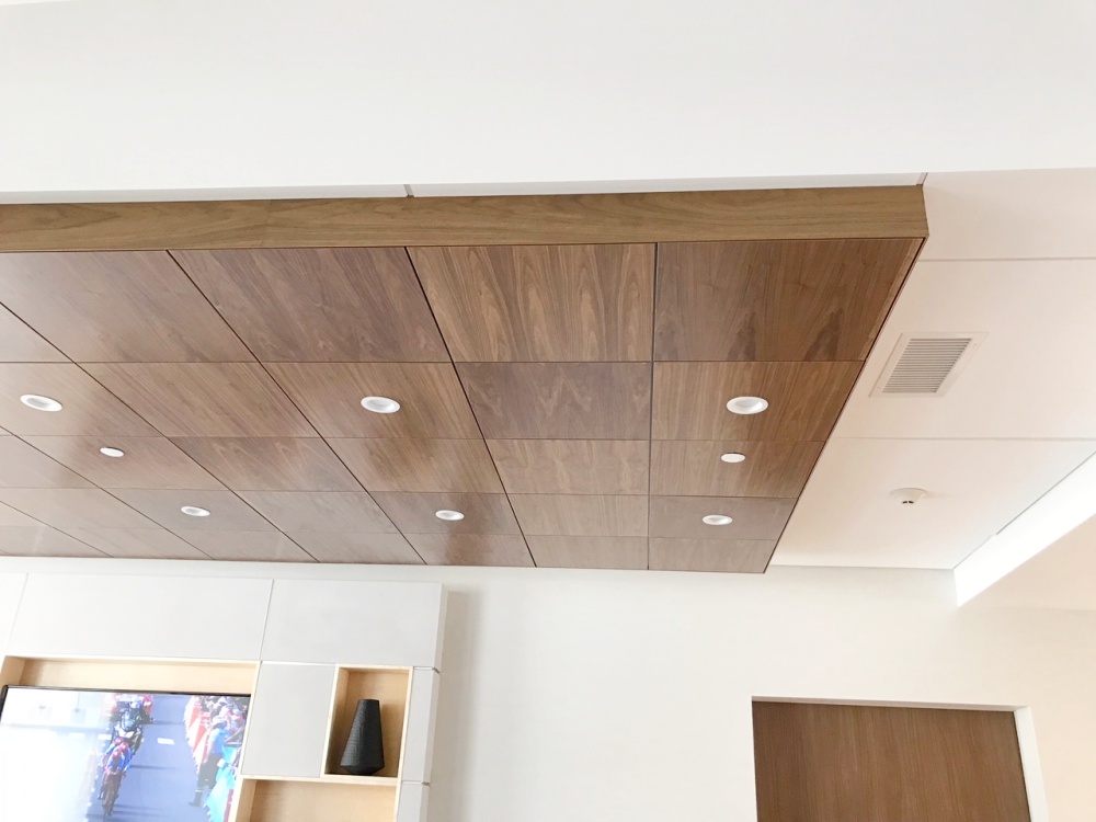 Armstrong Infusions Shapes Wood Ceiling Panels Install In Kelowna